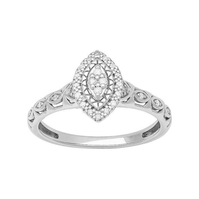 Love Always Sterling Silver 1/10 Carat T.W. Diamond Halo Promise Ring, Womens White Product Image