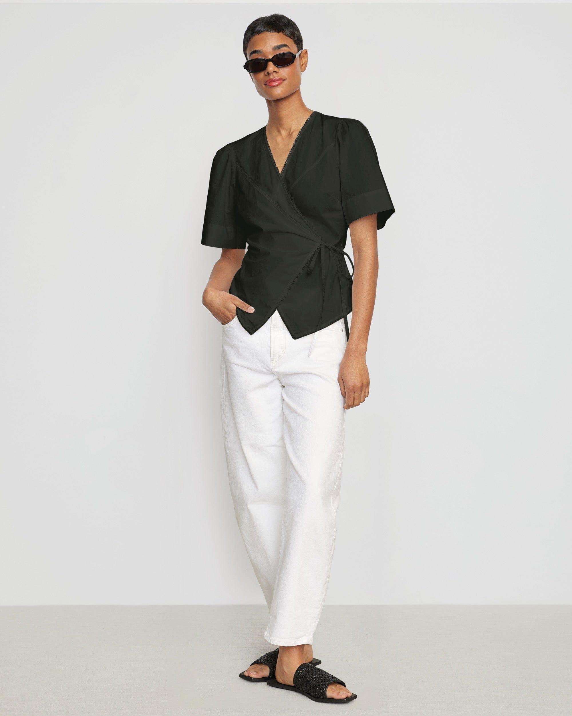 Chidi Structured Short-Sleeve Wrap Blouse Product Image