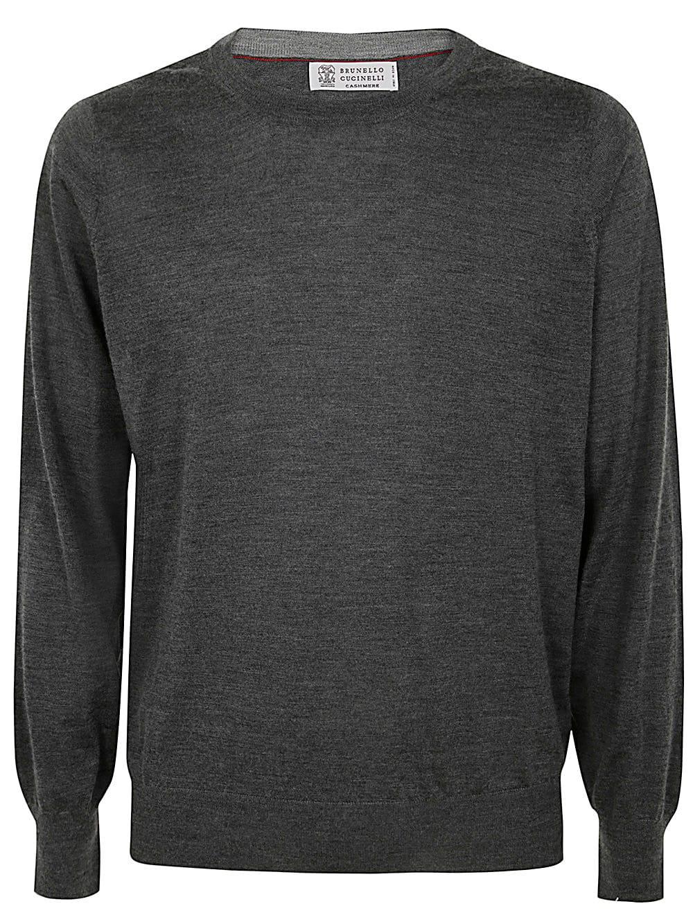 BRUNELLO CUCINELLI Cashmere Silk Crew Neck Sweater In Grey Product Image