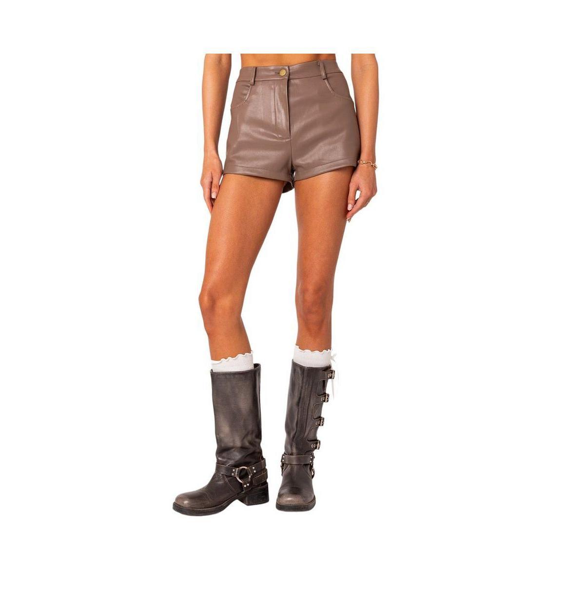 Womens Martine high rise faux leather shorts Product Image