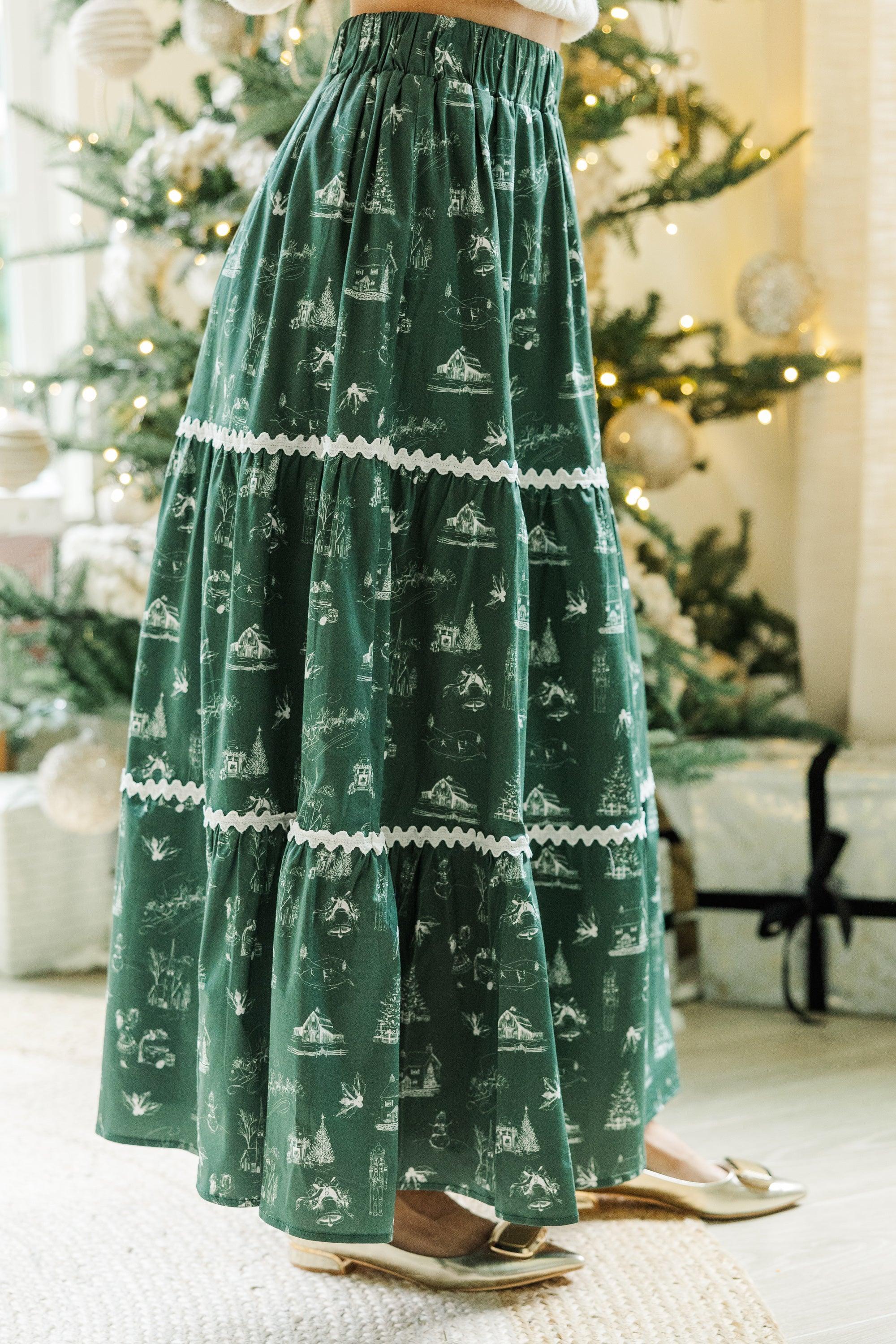 Show Me The Way Emerald Toile Midi Skirt Female Product Image