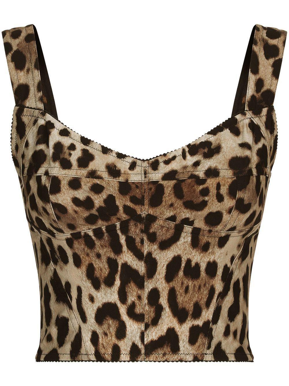 Cropped-oberteil Mit Leoparden-print In Brown Product Image