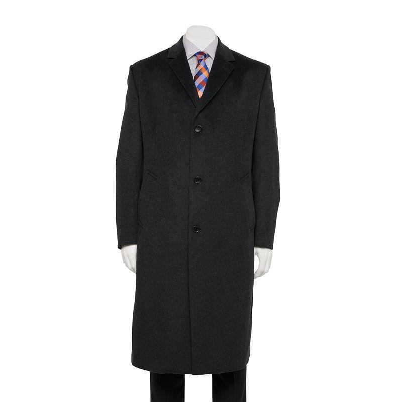 Mens Jean-Paul Germain Classic-Fit Sander 45-in. Wool-Blend Top Coat Grey Product Image