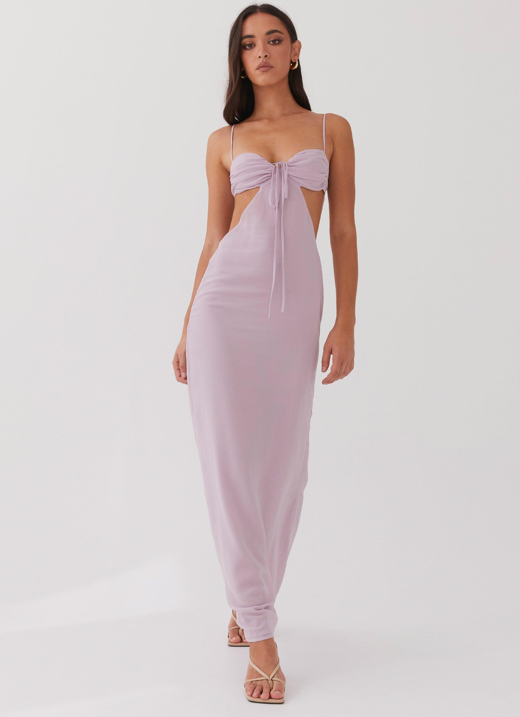 Tyra Ruched Maxi Dress - Lavender Product Image