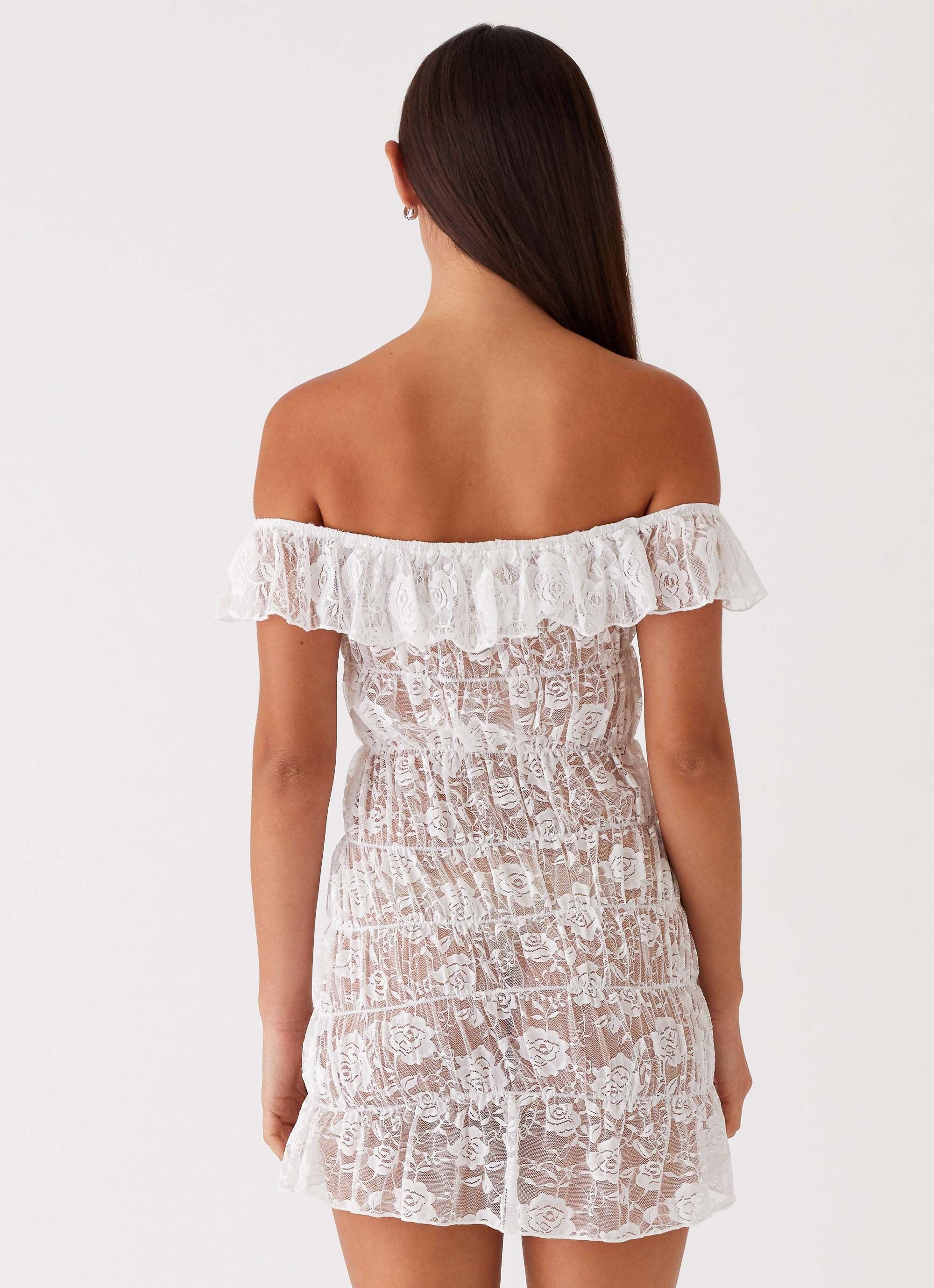 Kathy Ruched Mini Dress - White Product Image