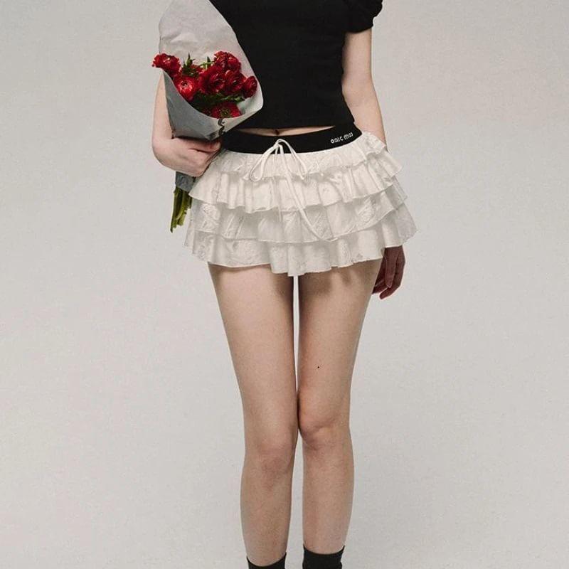 Low Rise Layered Mini A-Line Skirt Product Image