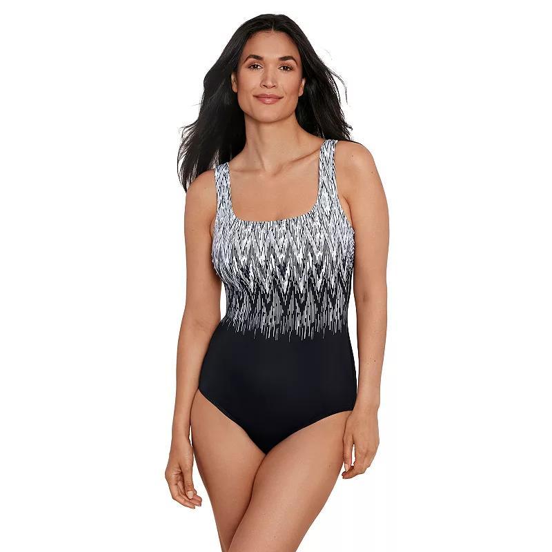 Womens Great Lengths Sport Patterned Scoopneck Tank One-Piece Swim Suit Product Image