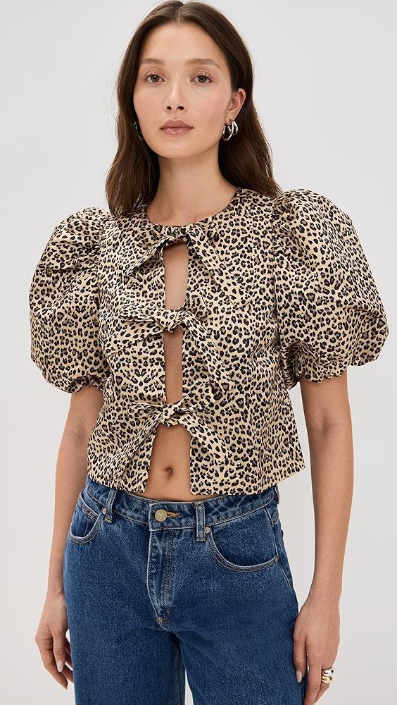 English Factory Bow Detailed Puff Sleeve Top | Shopbop Product Image