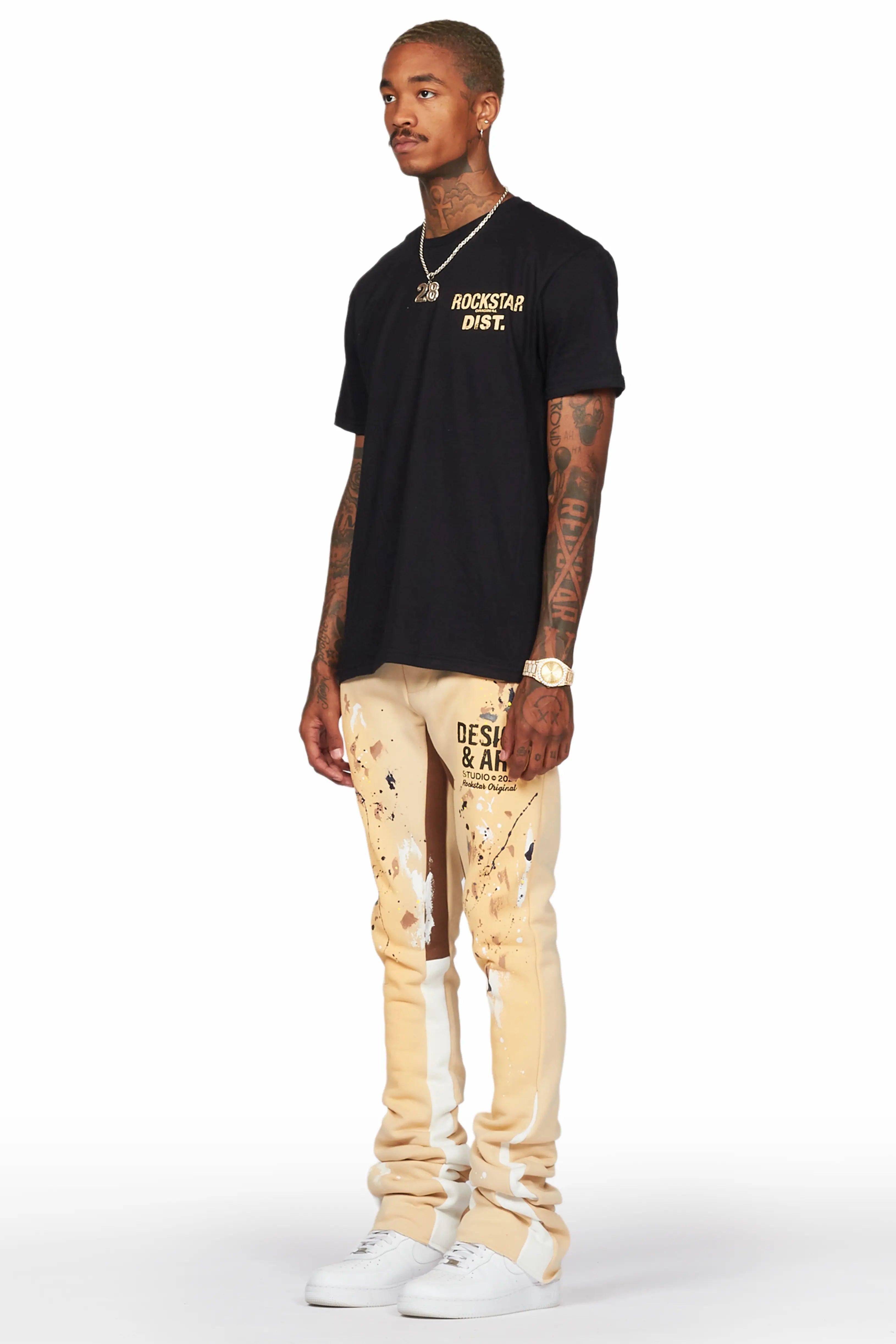 Pellos Beige Graphic Super Stacked Flare Pant Male Product Image