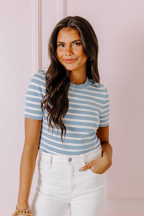 Vacay Mode Stripe Top in Sky Blue Product Image