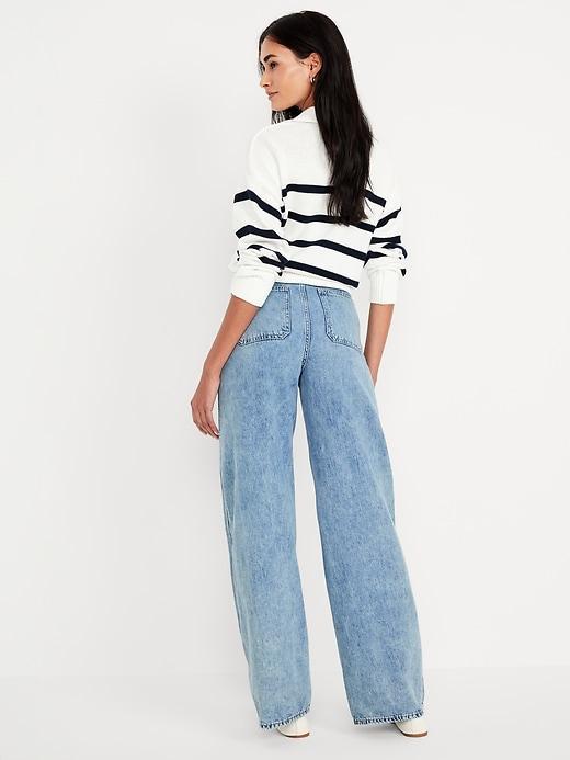 High-Waisted Baggy Wide-Leg Trouser Jeans Product Image