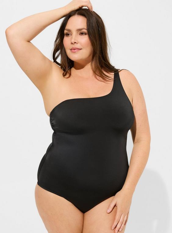 Wireless One Shoulder One Piece Swimsuit Product Image