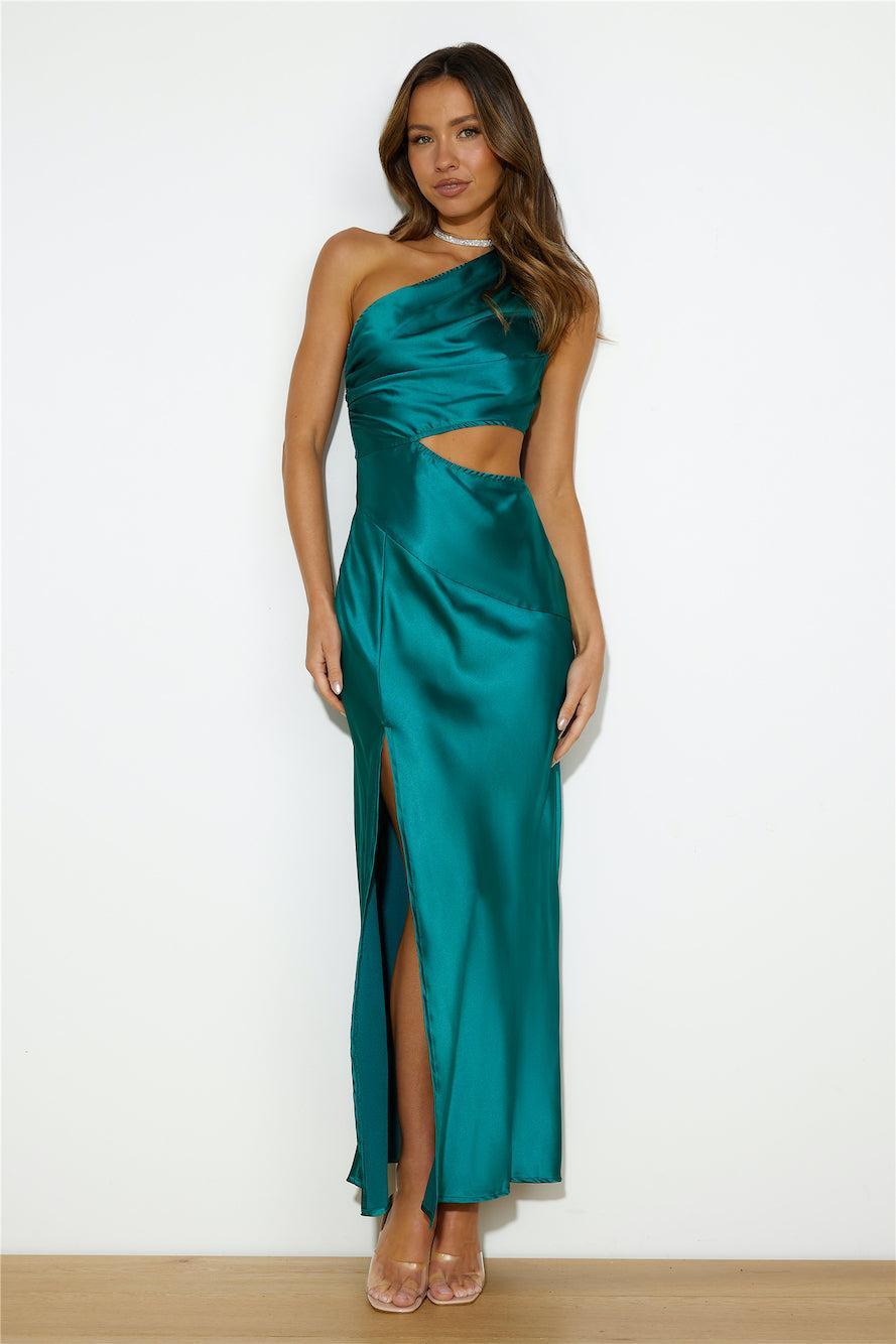 Poker Play Satin Maxi Dress Forest Green product image