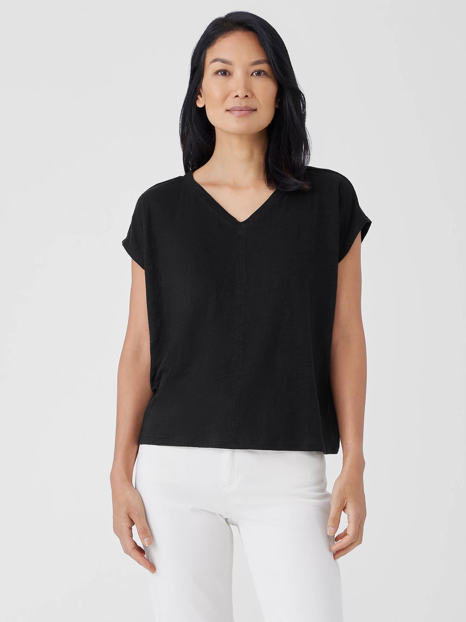 Organic Linen Jersey V-Neck Tee Product Image