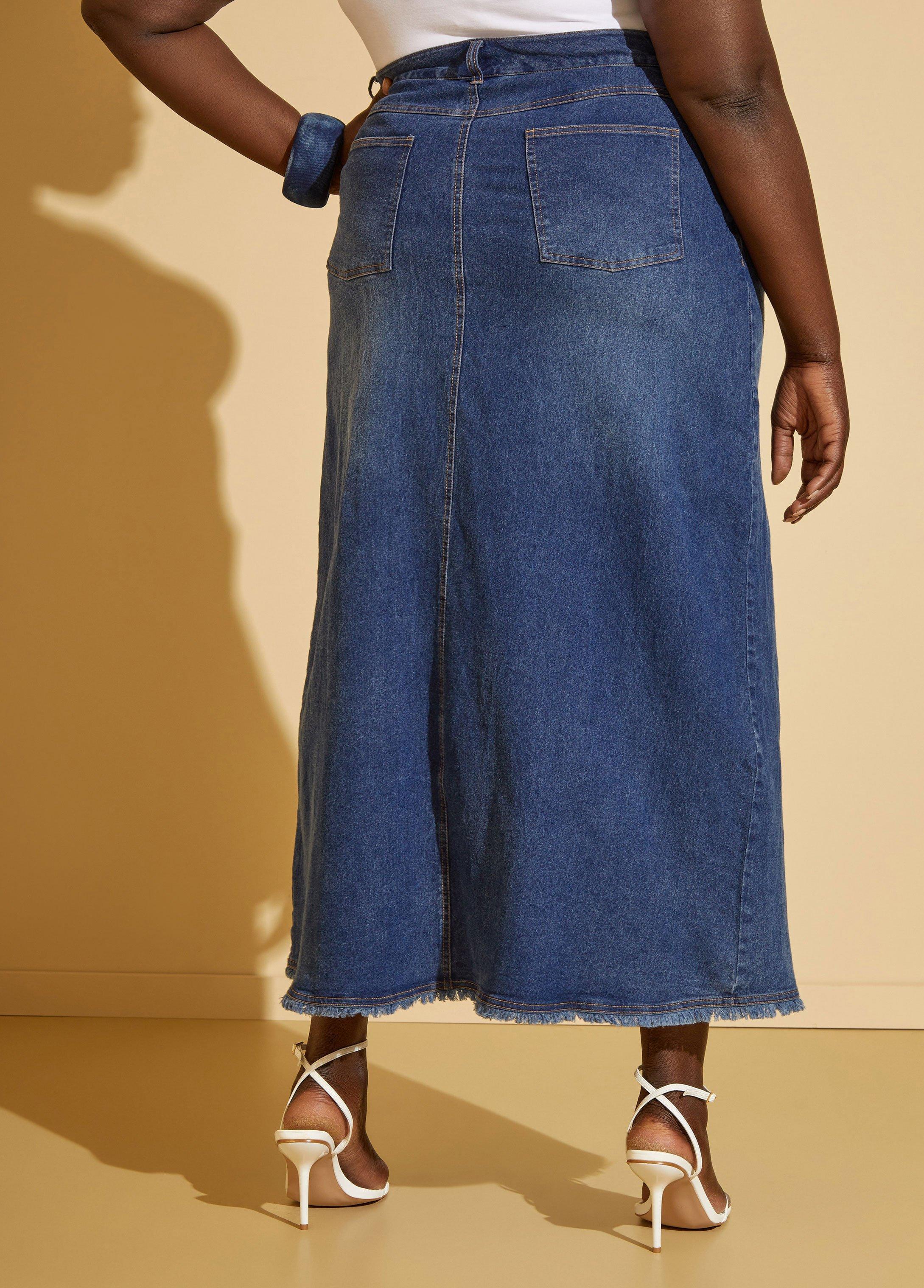 Patchwork Denim Maxi Skirt Product Image