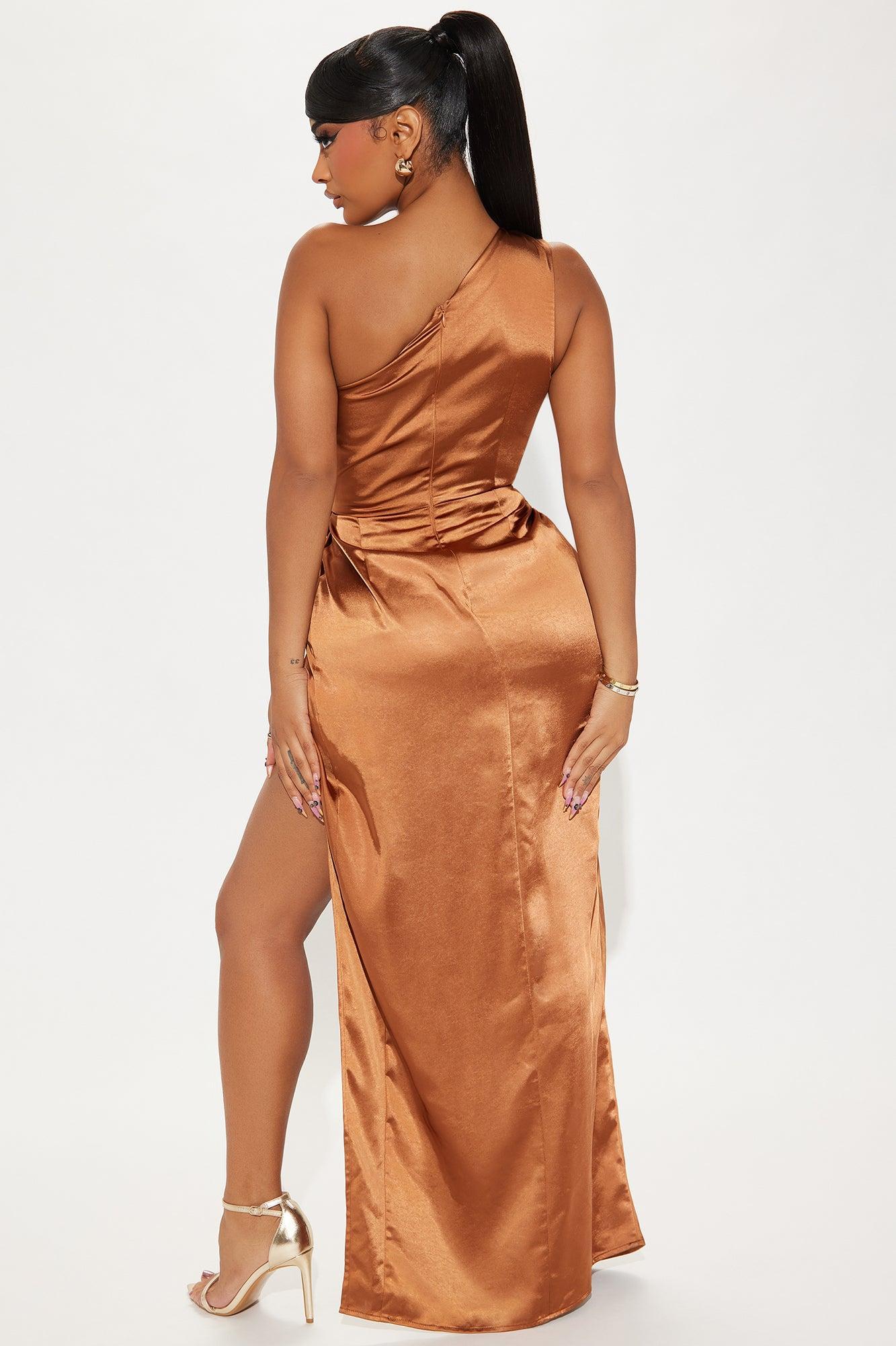 Ashling One Shoulder Gown - Brown Product Image