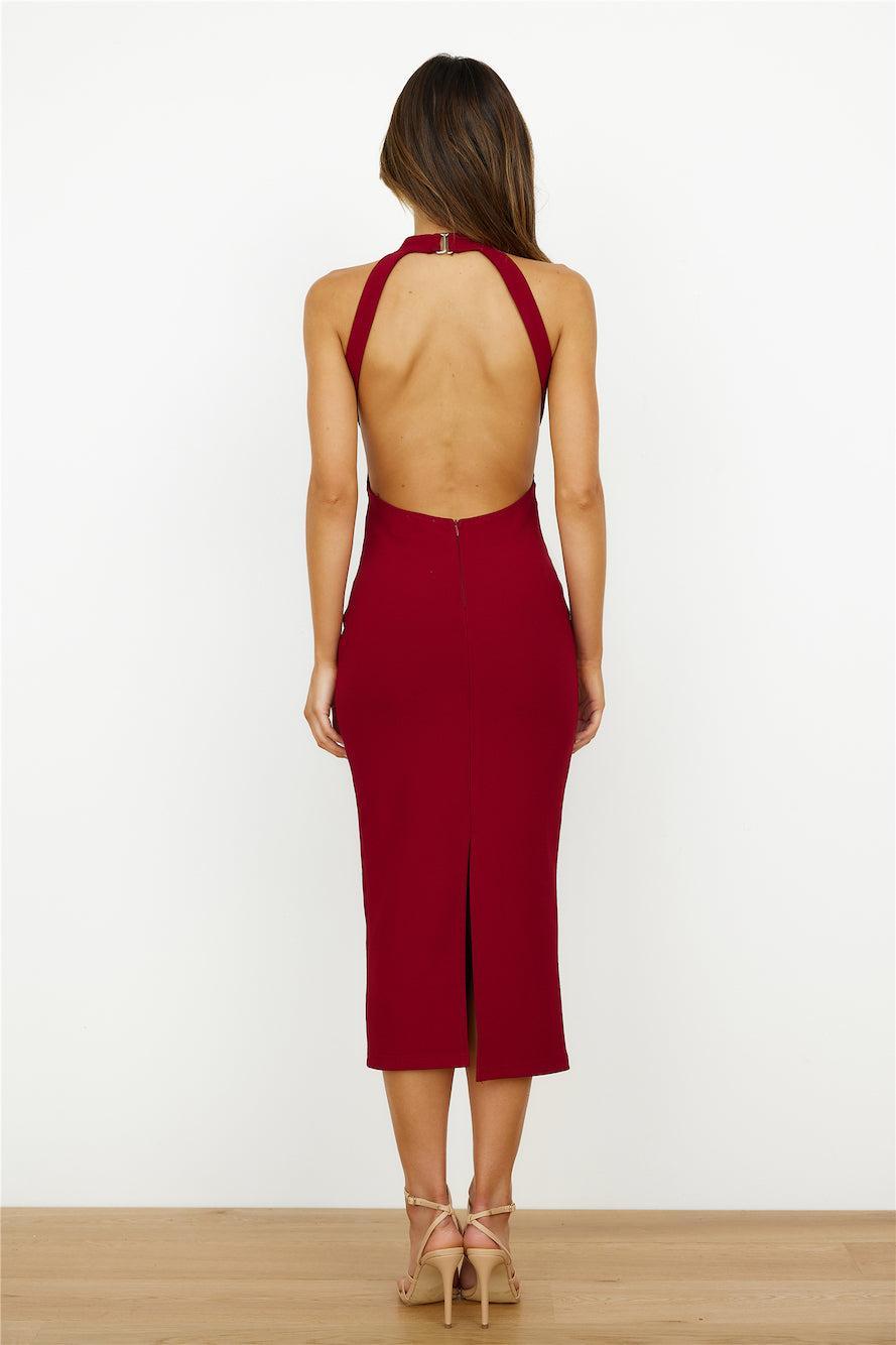 Radio Tunes Midi Dress Burgundy Product Image