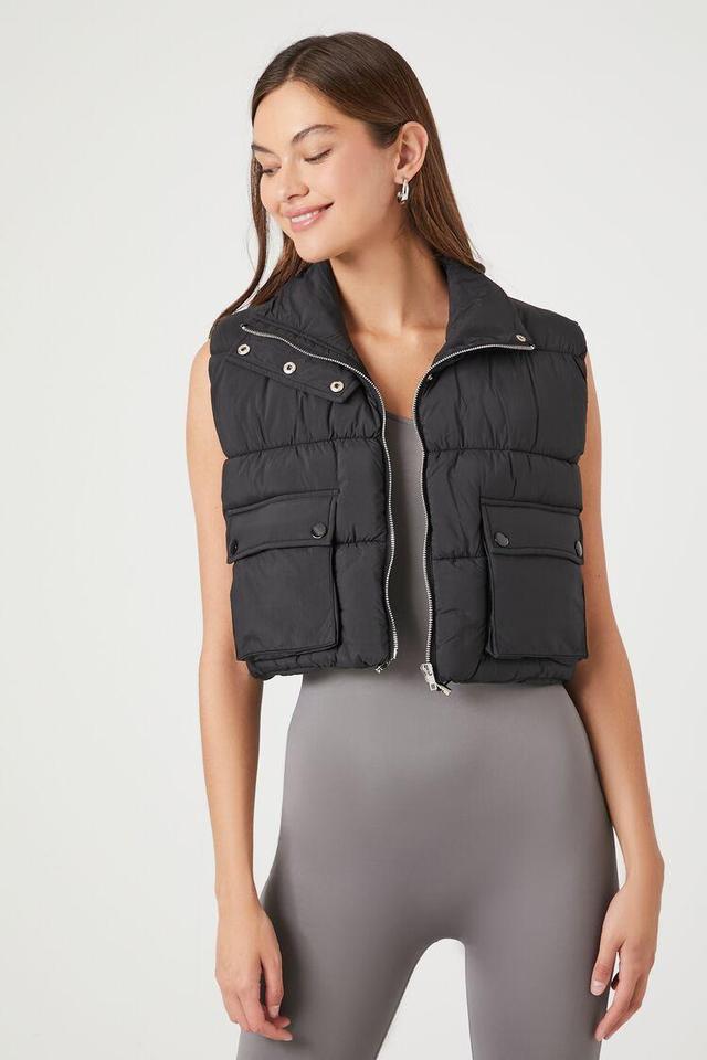 Cropped Zip-Up Puffer Vest | Forever 21 Product Image