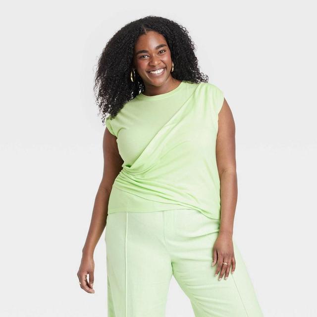 Womens Slim Fit Drape Wrap T-Shirt - A New Day Lime 4X Product Image