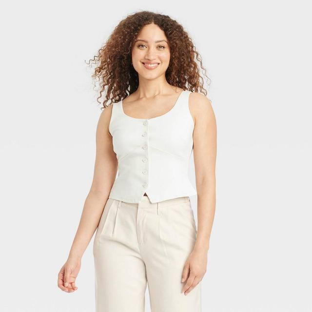 Womens Button-Front Tank Vest - A New Day White XS Product Image