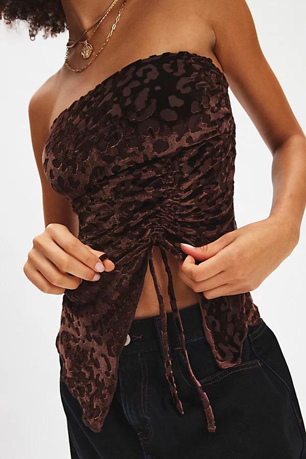 Silence + Noise Remy Leopard Print Velvet Burnout Tube Top Womens at Urban Outfitters Product Image