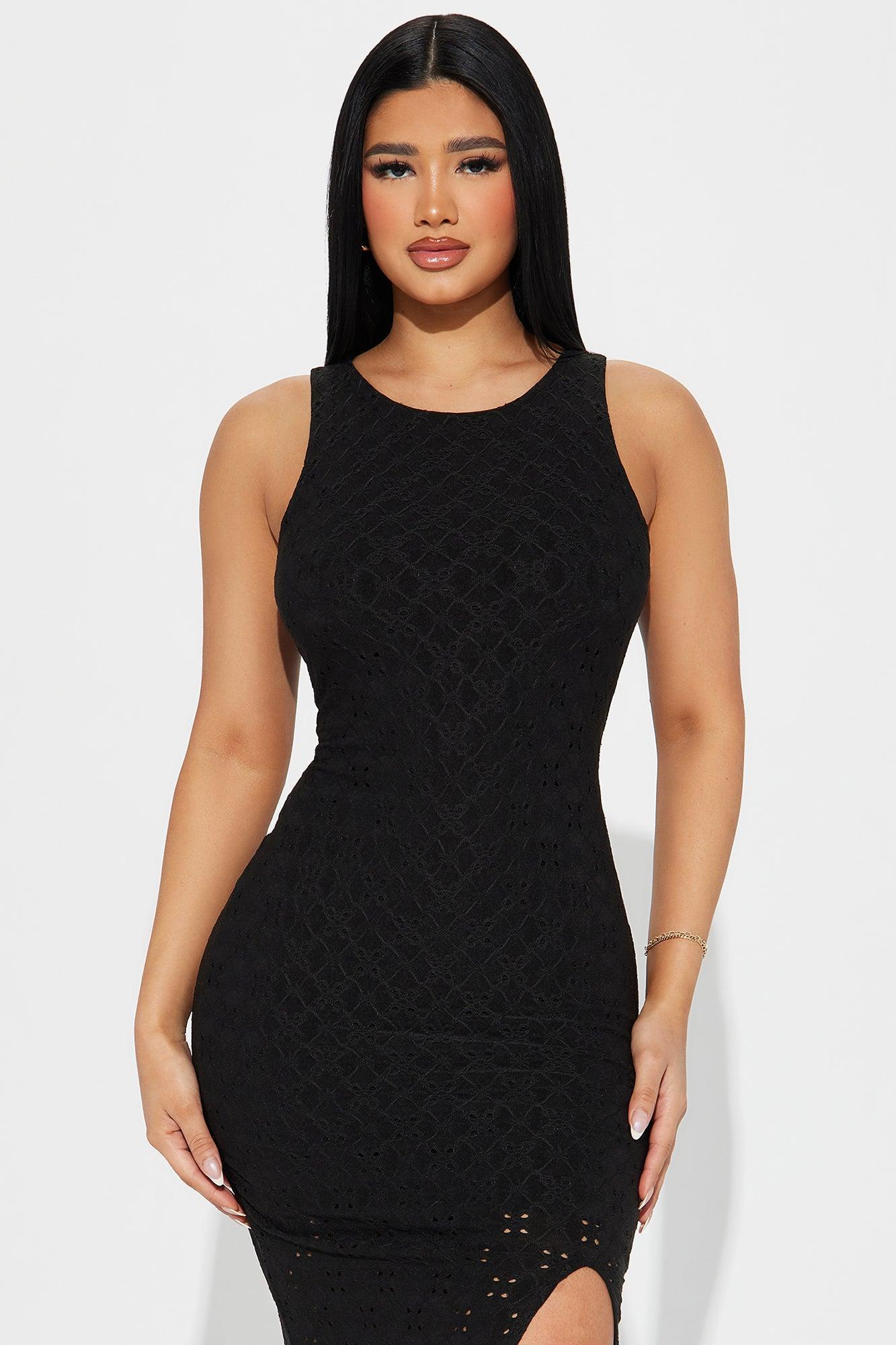 Elise Eyelet Midi Dress - Black Product Image