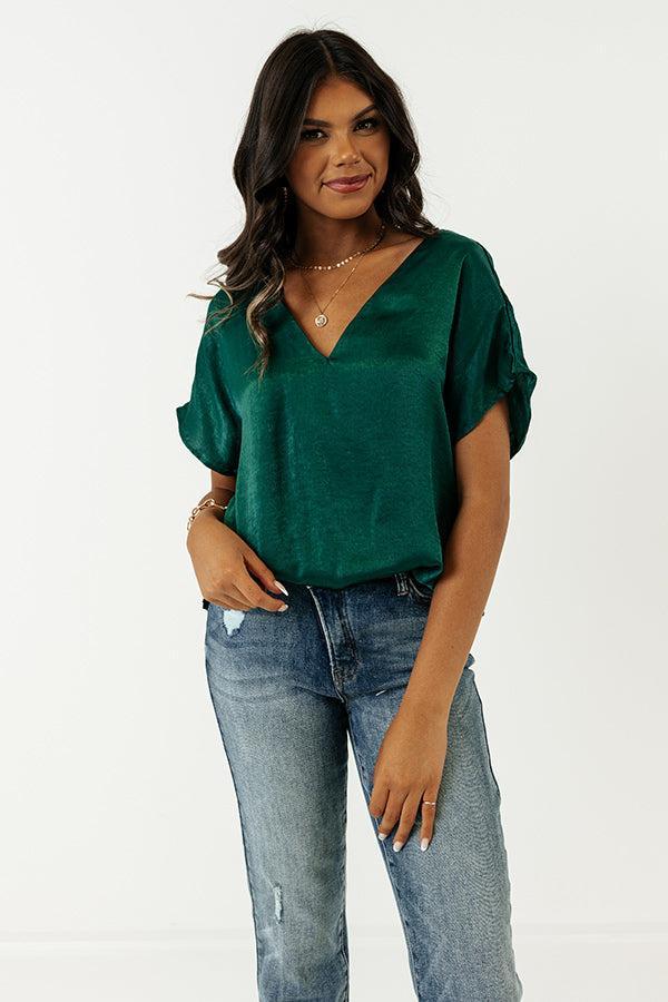 Luxe And Lovely Shift Top In Hunter Green Product Image