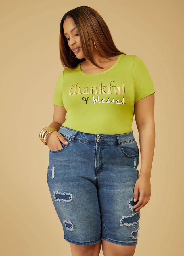 Plus Size Thankful & Blessed Graphic Tee, - Ashley Stewart Product Image