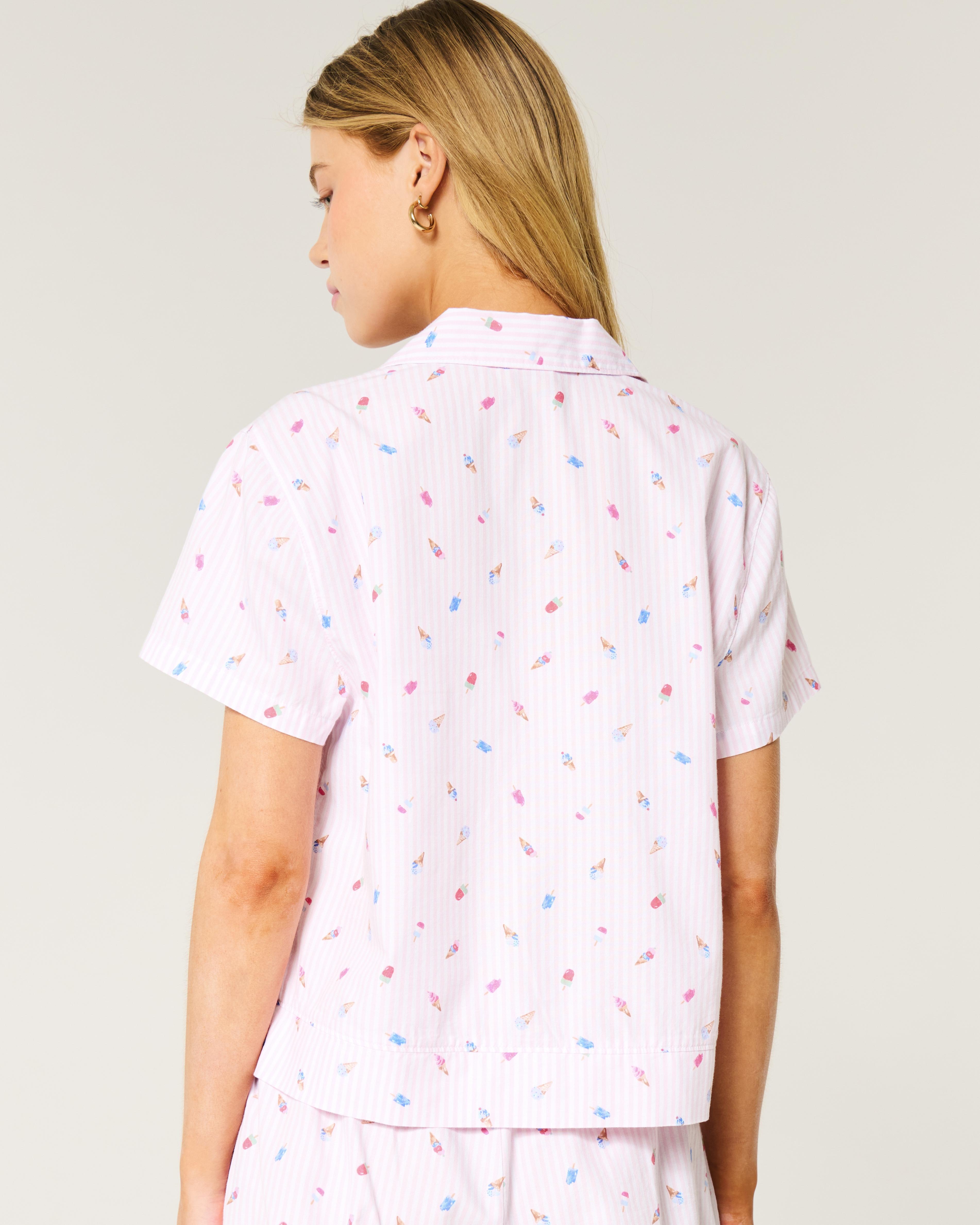 Short-Sleeve Button-Through Pajama Top Product Image