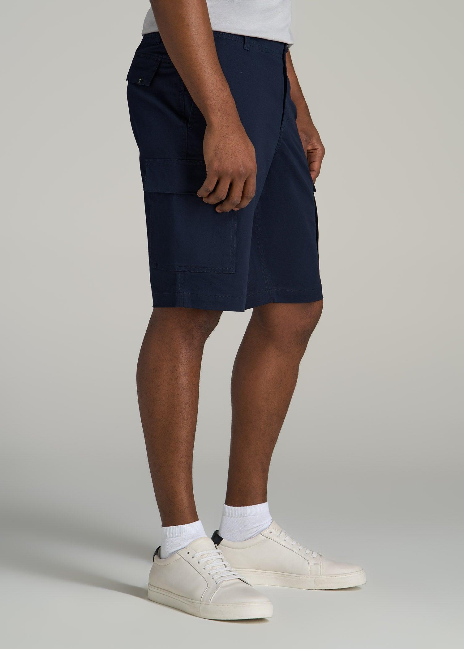 Stretch Twill Cargo Shorts for Tall Men in Evening Blue Product Image