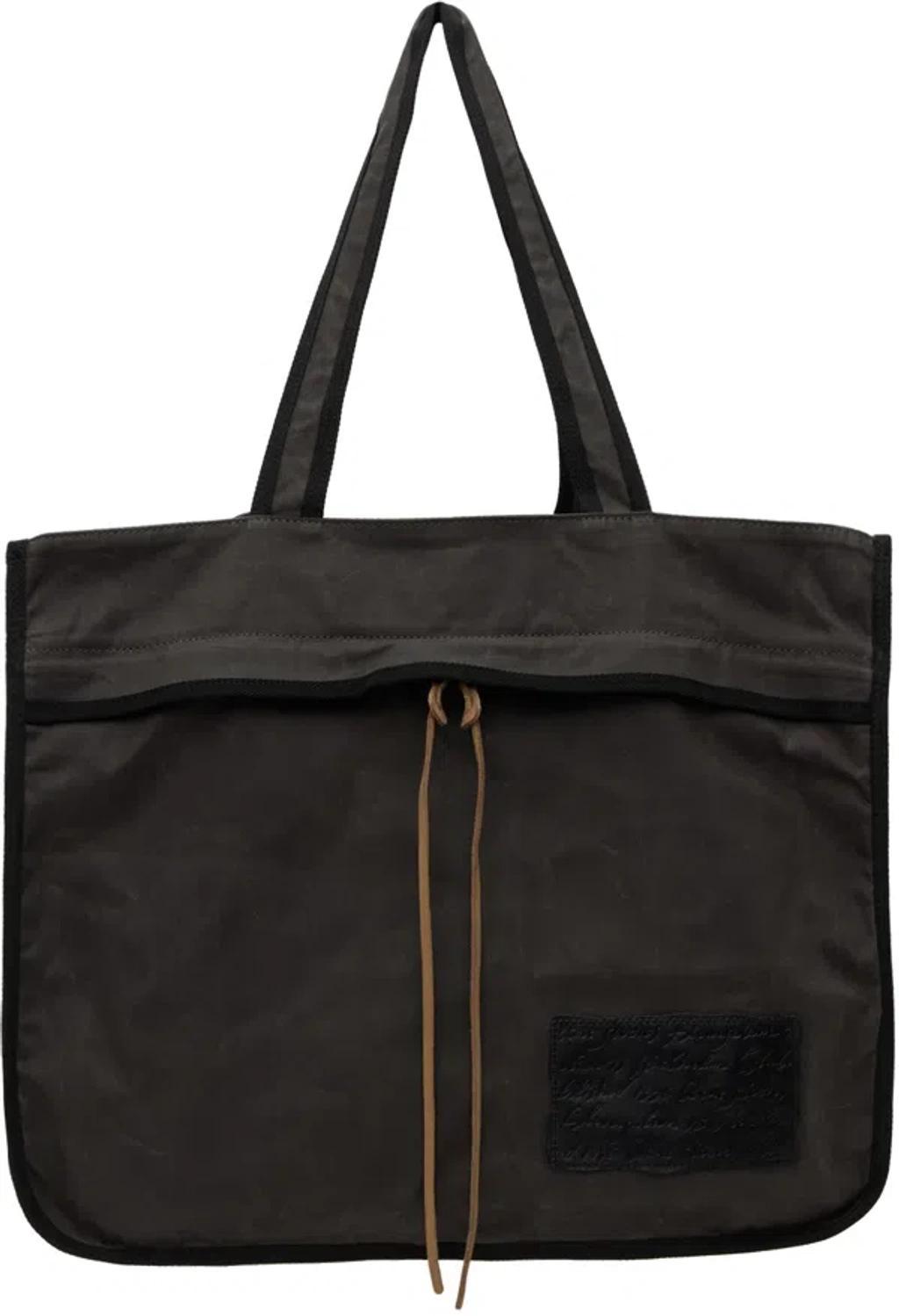 Andemer Logo-appliquéd Waxed Cotton-canvas Tote Bag In Gray Product Image