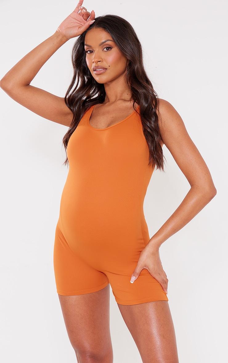 Maternity Burnt Orange Sleeveless Unitard Product Image