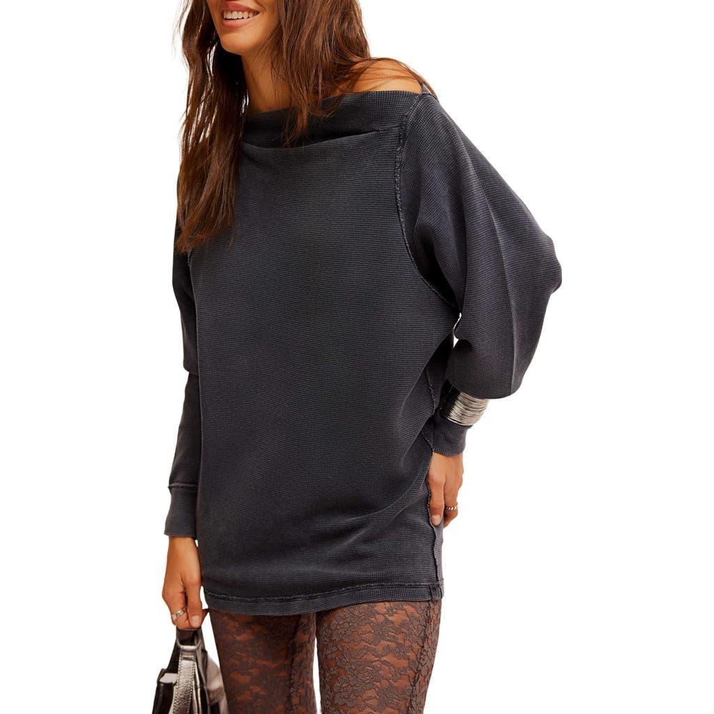 Sammie Oversize Off The Shoulder Thermal Top In Black Product Image