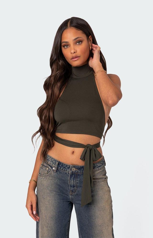 Edikted Women's Hamlin Wrap Tie Crop Top Product Image