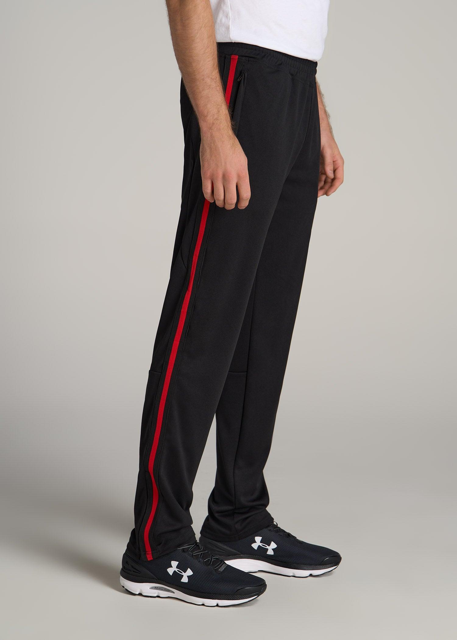 Athletic Stripe Pants for Tall Men in Black-Red Stripe Male Product Image