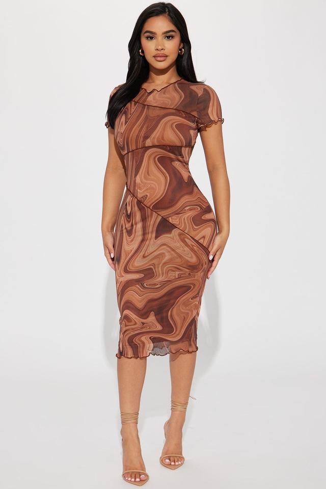 Get Groovy Midi Dress - Brown/combo Product Image