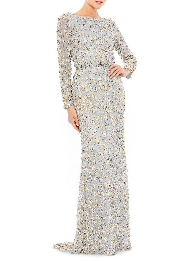 Womens Beaded Trailing Hem Gown Product Image