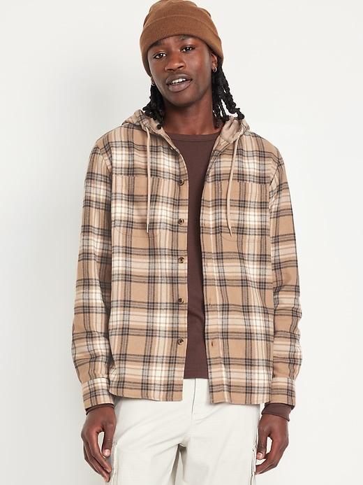 Hooded Flannel Shirt Product Image