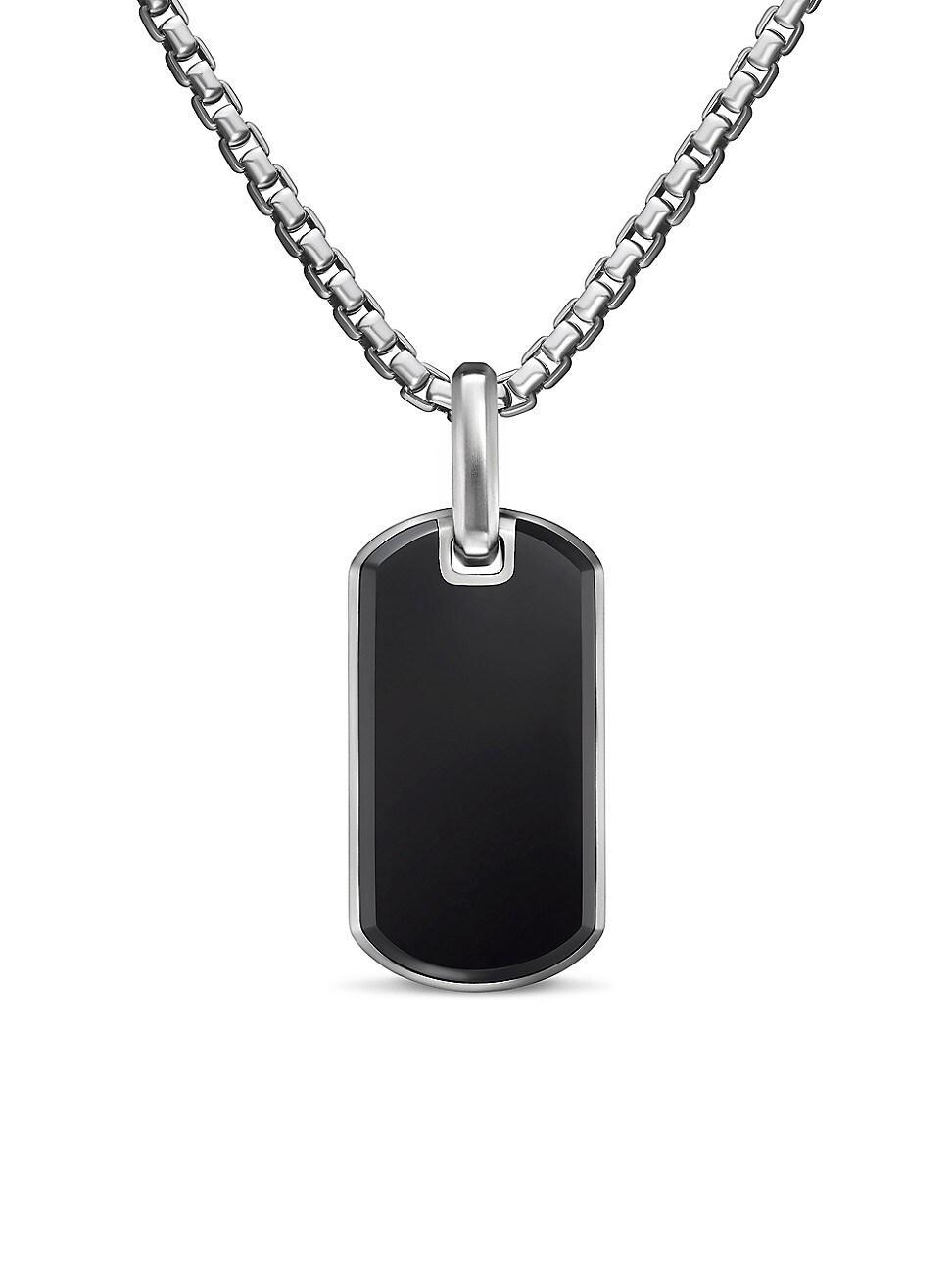 David Yurman Mens Chevron Tag in Sterling Silver with Black Onyx, 27mm Product Image