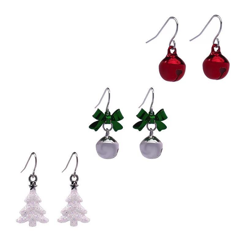 Celebrate Together Silver Tone Christmas Drop Earrings Trio Set, Womens, Multi Product Image