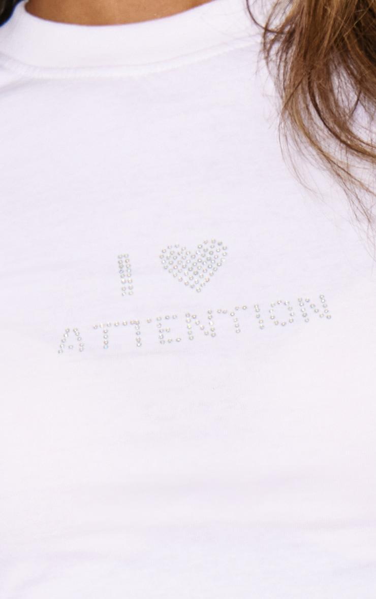 White Hot Fix Attention Fitted T Shirt Product Image