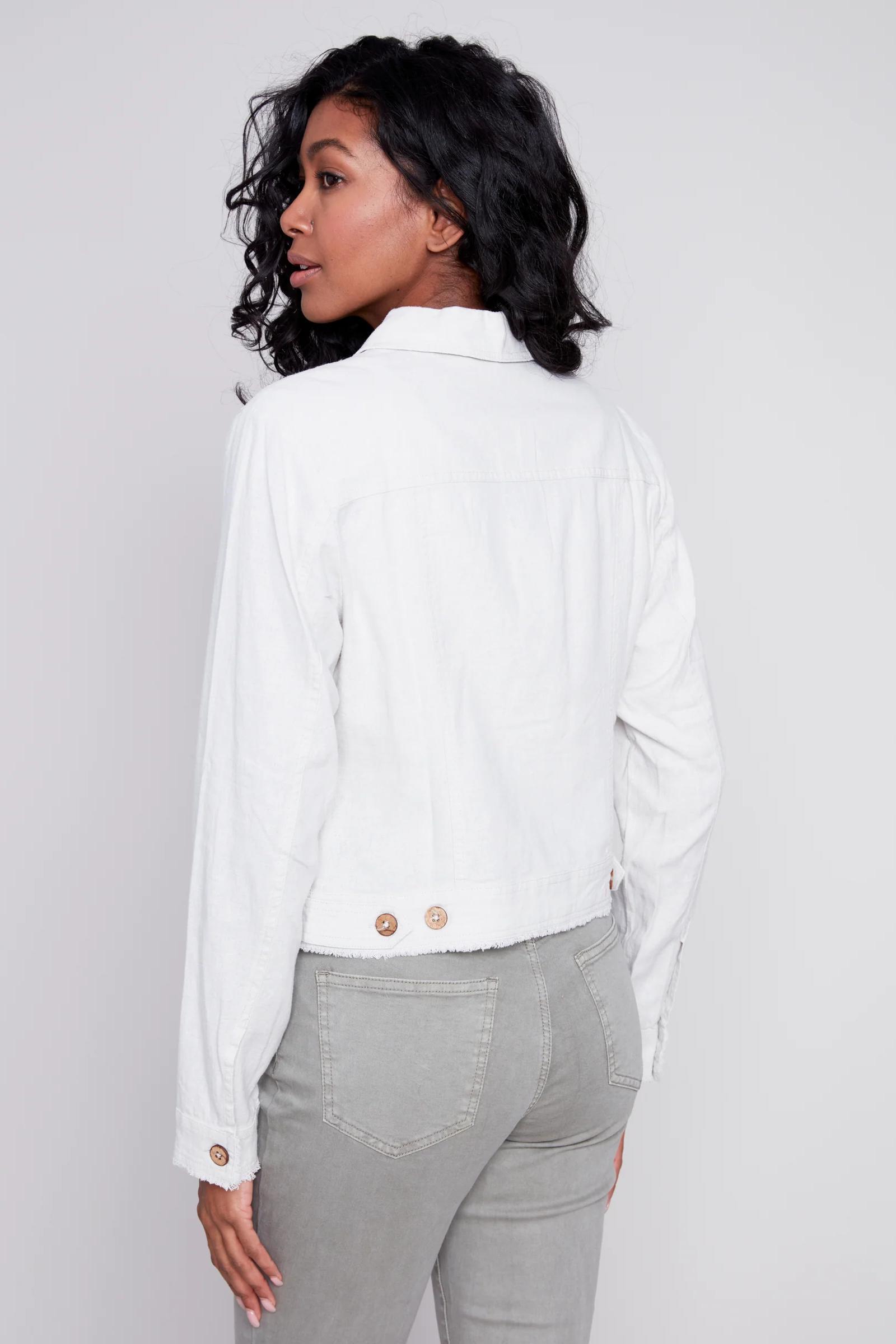 Long sleeve button front linen jacket Product Image