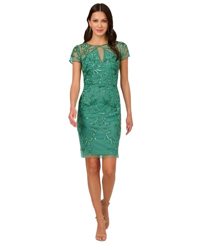 Adrianna Papell Womens Beaded Cocktail Dress Product Image