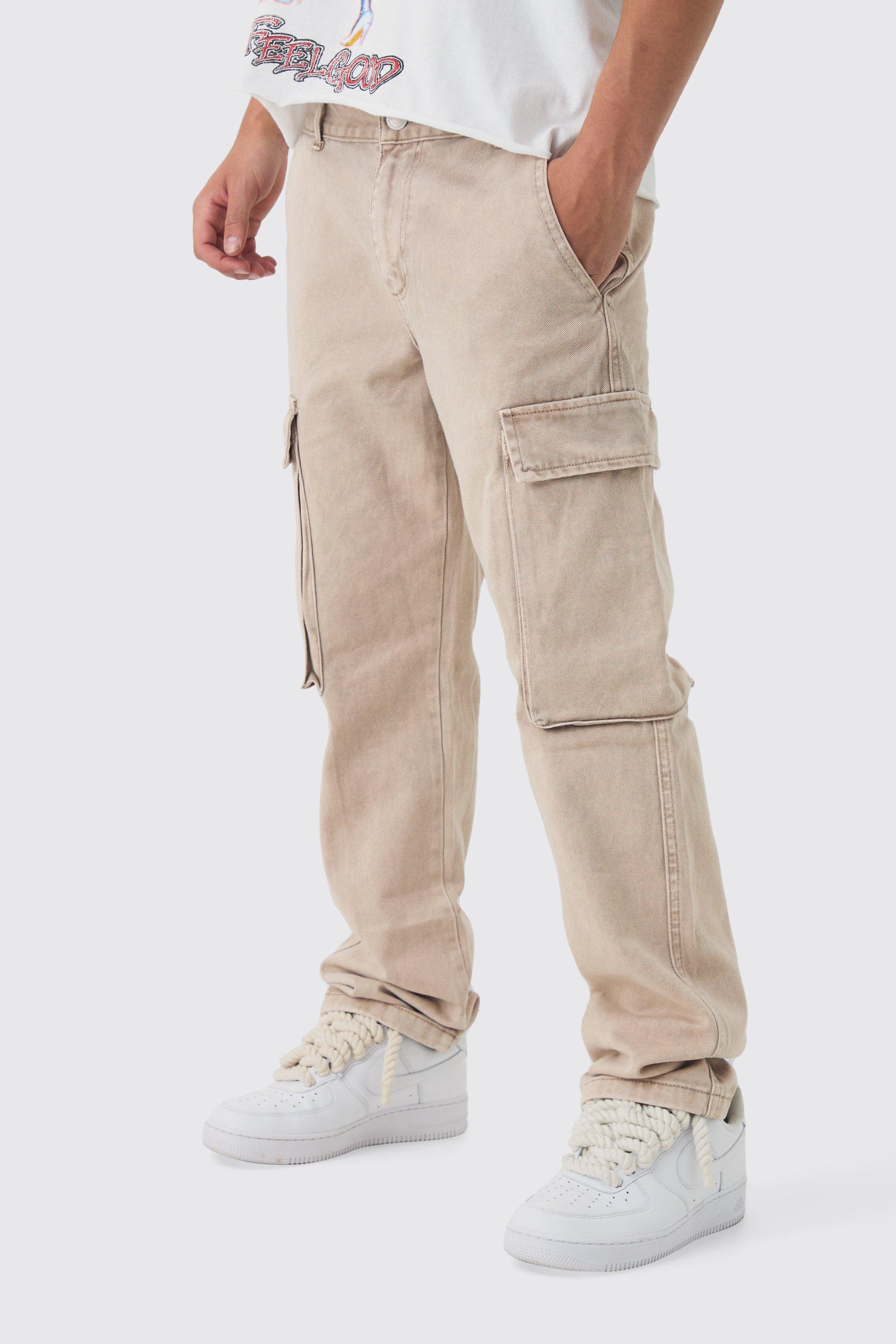 Straight Heavyweight Twill Acid Washed Cargo Pants | boohooMAN USA Product Image