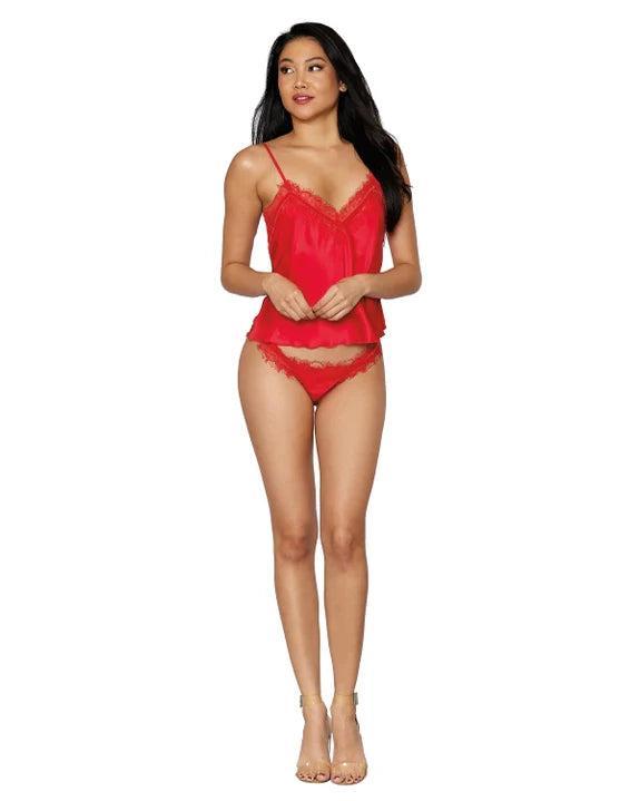 Satin Lace Cami & Thong Set Product Image