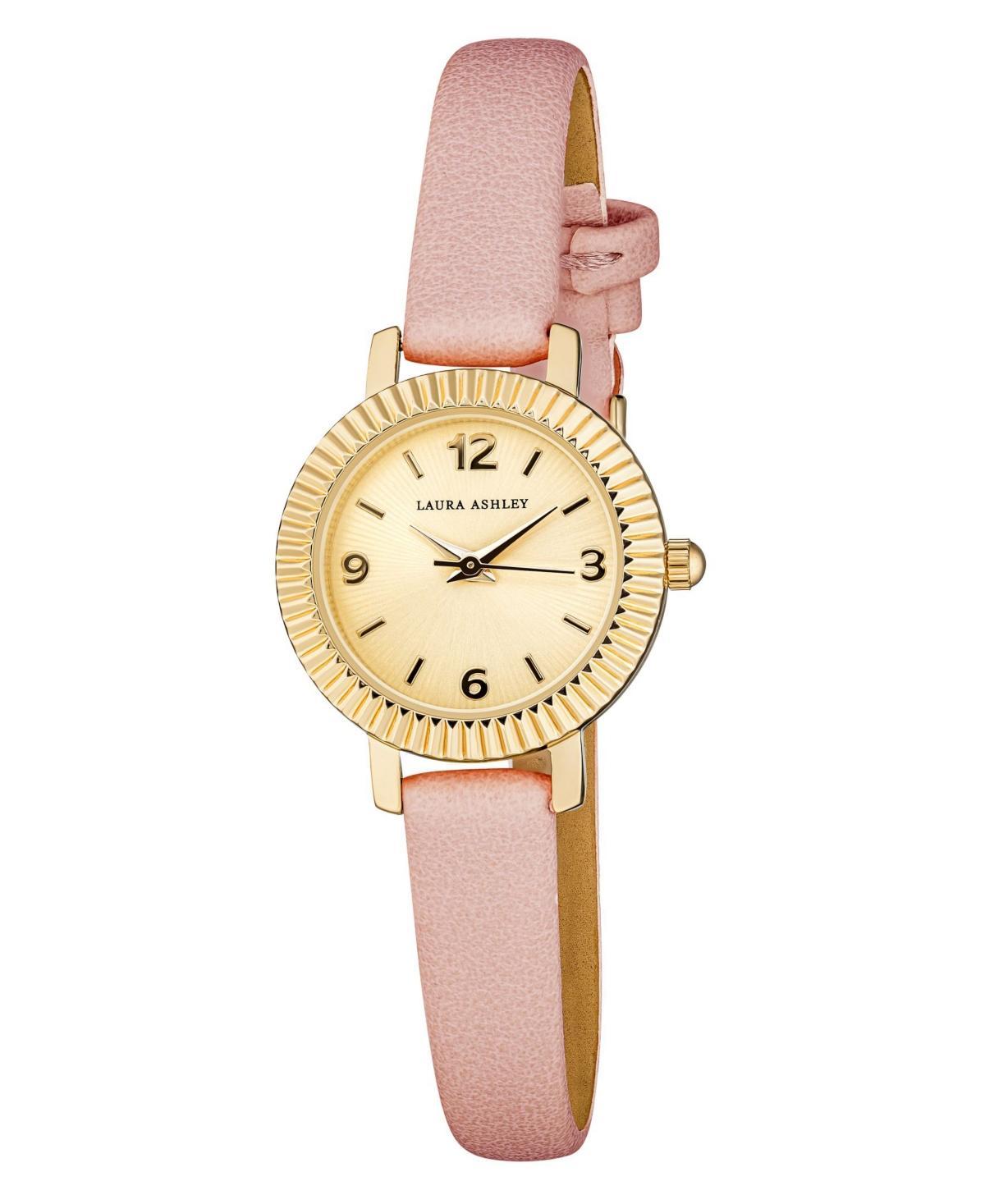 Laura Ashley Womens Coin Edge Bezel Pink Polyurethane Strap Watch 26mm Product Image