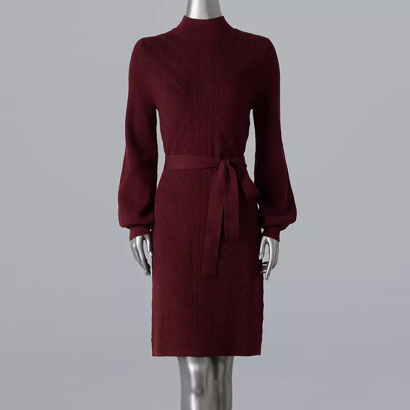 Womens Simply Vera Vera Wang Tie Waist Sweater Dress Product Image