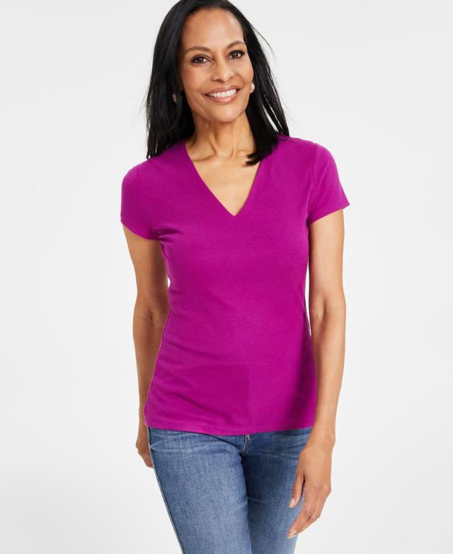 I.n.c. International Concepts Womens Ribbed V-Neck Top, Created for Macys Product Image