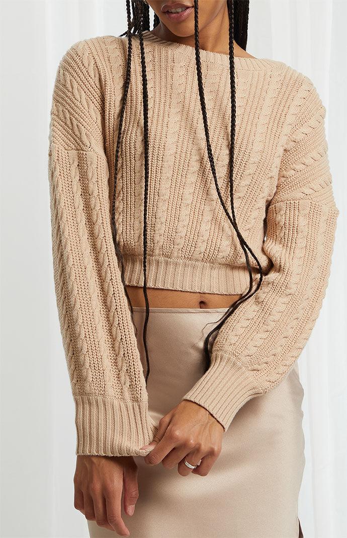 Beverly and Beck Womens Fawn Cable Stitch Sweater Product Image