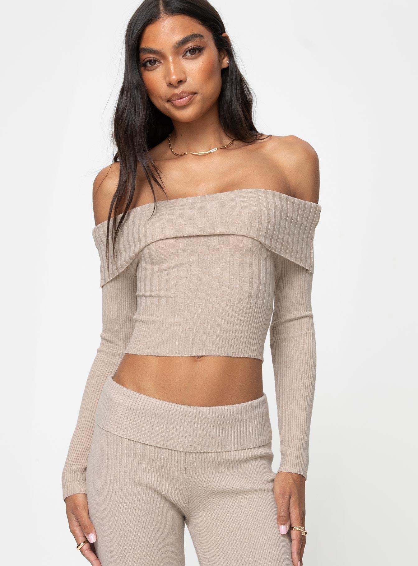 Tagula Off The Shoulder Top Beige Product Image